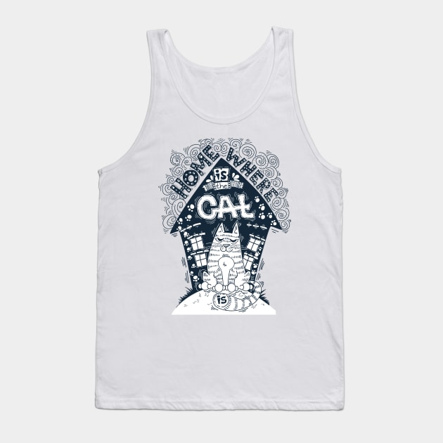 home is where the cat is Tank Top by Mako Design 